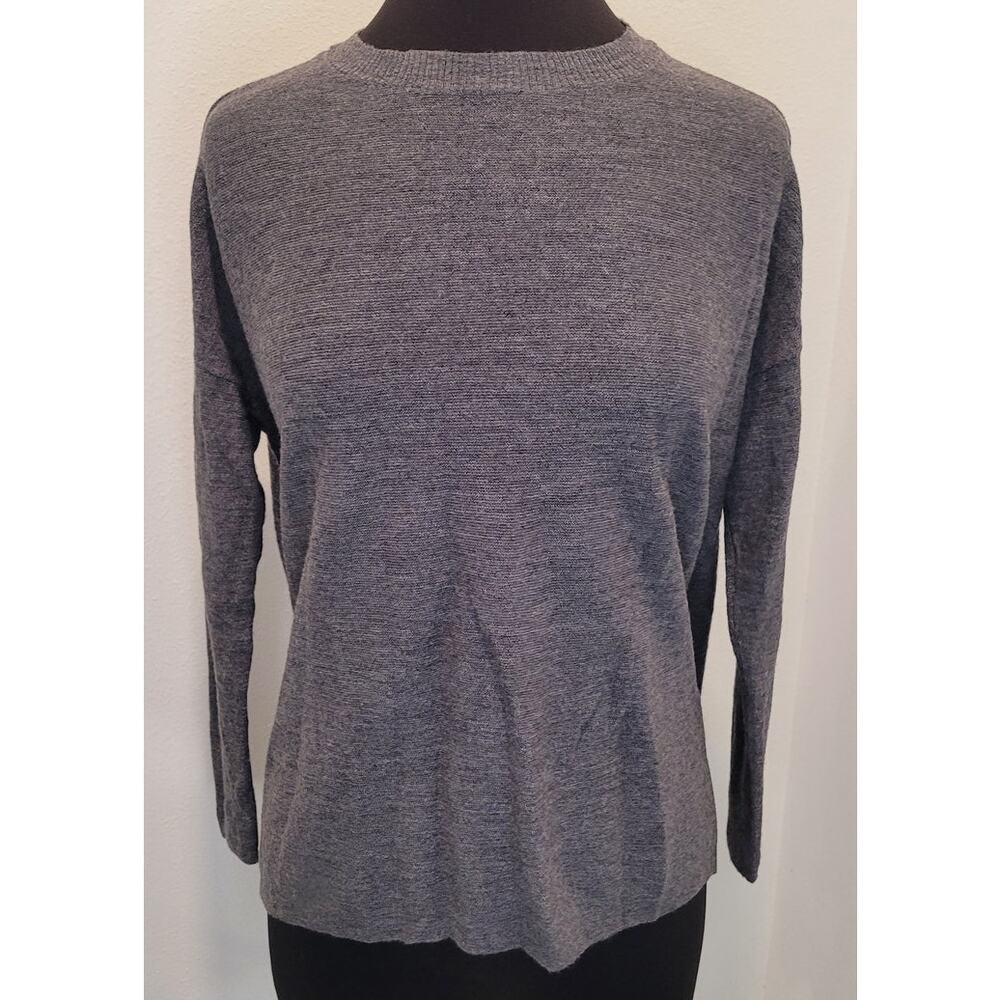 Eileen Fisher Boxy Merino Sweater S Gray Lagenlook Quiet Luxury